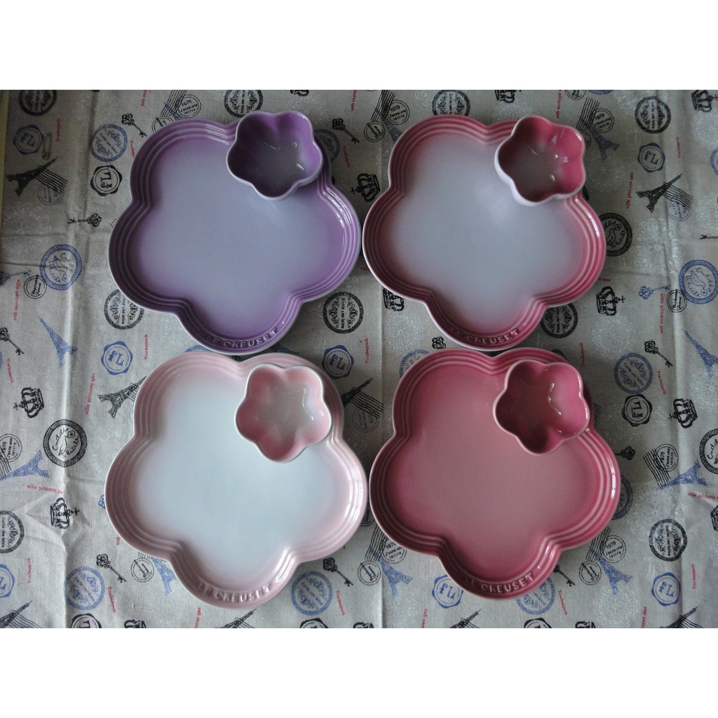 愛咪雜貨小舖 全新現貨le Creuset 花型碗盤組花盤醬料碟薔薇粉淡粉綻放粉卡特蘭 蝦皮購物