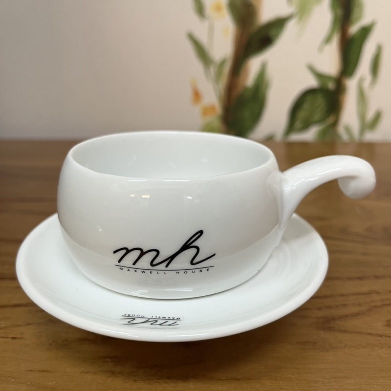 麥斯威爾咖啡杯盤組（特殊把手設計造型）