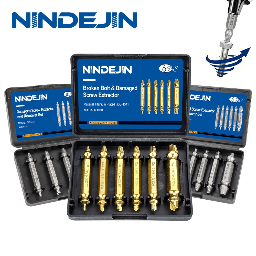 NINDEJIN 螺絲取出器 滑牙螺絲取出器  HSS高速鋼 斷頭螺絲取出器 雙頭螺釘取出器破損螺絲取出器