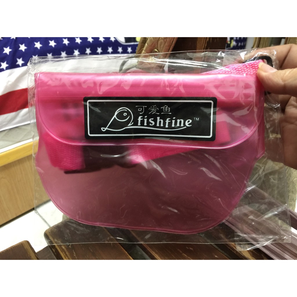 可愛魚 3C產品 防水 腰包 浮潛袋 鈔票 手機 兩層壓條  玩水 粉紅色