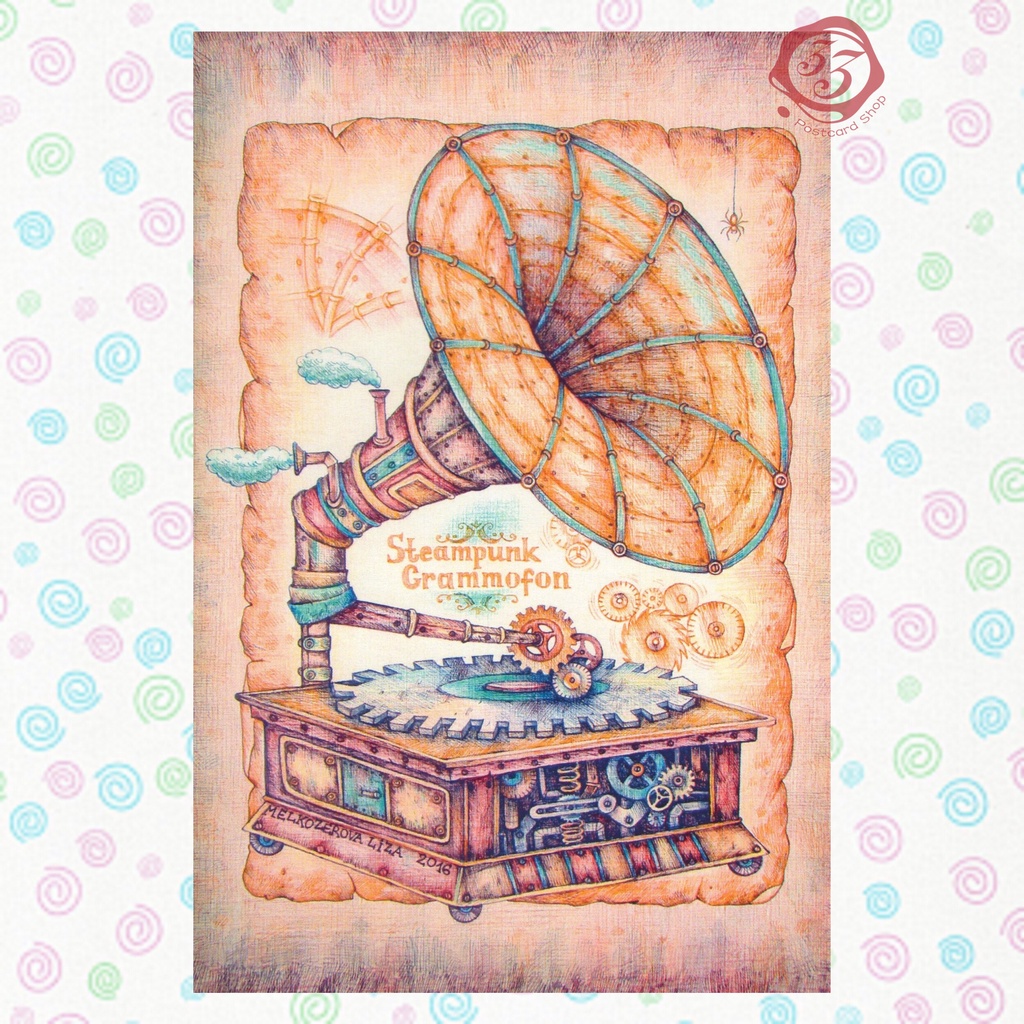 【33明信片本舖】歐洲進口明信片 Steampunk 蒸汽朋克 / 蒸汽龐克 Grammofon 留聲機 明信片