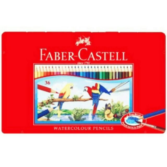 輝柏  FABER - CASTELL  36色   水性色鉛筆  紅色鐵盒