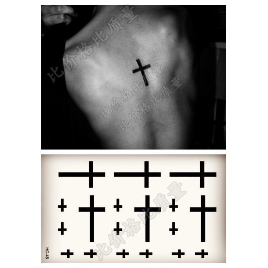 韓國防水十字架 -纹身贴男女、假刺青贴纸-紋身貼 、小皇冠、紋身貼紙、防水男女、手指小圖-十字