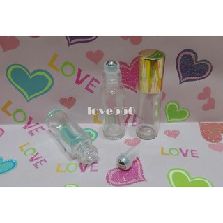 5ml 厚款 金色蓋透明玻璃滾珠瓶/鋼珠滾珠瓶/精油滾珠瓶/口唇油瓶/香水滾珠瓶/精油分裝瓶/香水分裝瓶