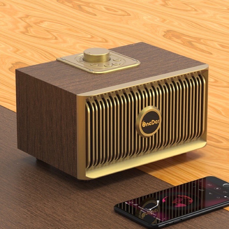 ☘️ OneDer/幻達V5復古木質家居藍牙音箱便攜創意禮品可旋轉按鈕音響☘️