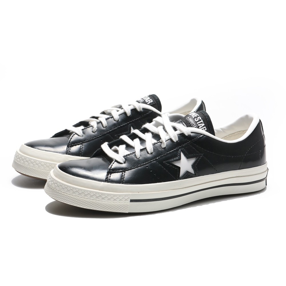 CONVERSE 帆布鞋 ONE STAR OX 黑 漆皮 皮革 低筒 經典款 男女 (布魯克林) 165741C