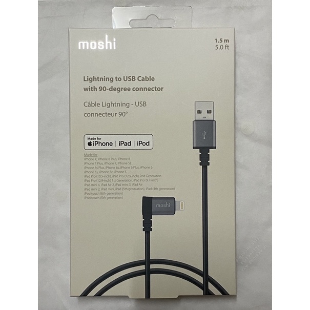 Moshi-Lightning to USB 90度彎頭 傳輸線 充電線 1.5M iphone