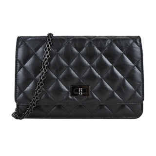 【全新真品】CHANEL 2.55經典菱格小牛皮迷你鏈帶斜揹包(黑色)｜JS Maxx官方旗艦館
