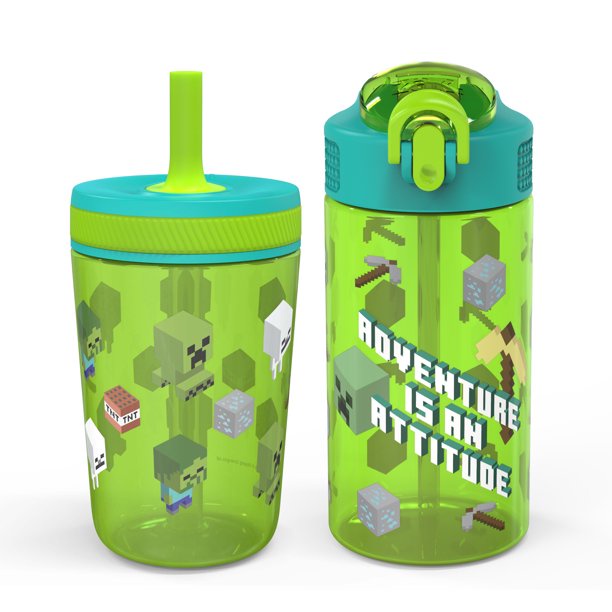 預購👍正版空運👍 美國專櫃  Minecraft  麥塊 吸管水壺 塑膠水壺 兒童水壺 水杯 兩入 zak