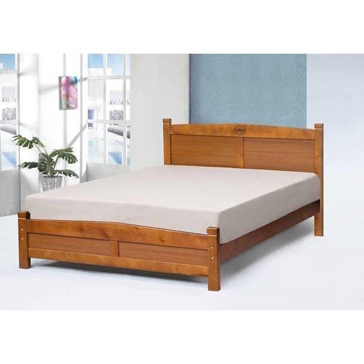 【萊夫家居】SN-308-2：淺胡桃5尺雙人床【台中家具】床架 床台 松木實木 台灣製造 鋼骨 床板高度可調