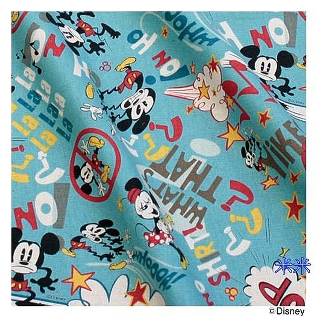可作水洗式口罩套－現貨--米米棉麻風-Disney Micky問號米奇米妮棉麻布-日本製-日本限定