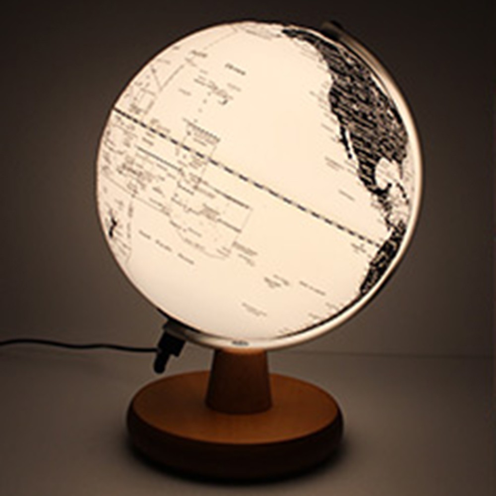 【SkyGlobe】8吋發光白色海洋日式木質底座地球儀(英文版) 《屋外生活》