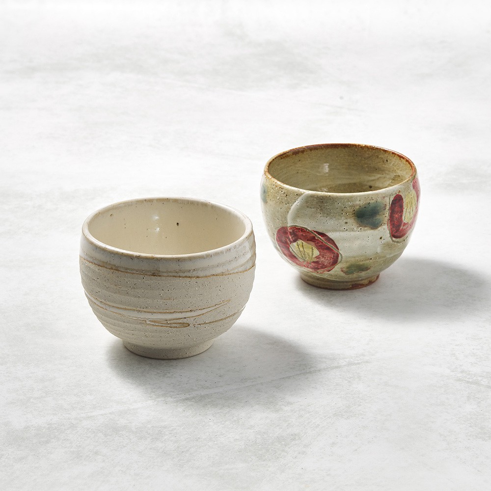 日本KOYO美濃燒 - 手感和風茶杯 - 山茶對杯組(2件式)