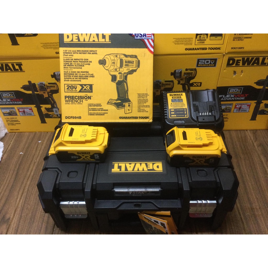 美國 DEWALT 得偉 DCF894B 5AH變型金剛盒裝 20V無碳刷新款中扳手(4分頭)