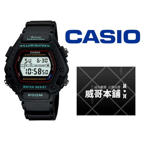 【威哥本舖】Casio台灣原廠公司貨 DW-290-1 200公尺防水 酷黑系列 DW-290