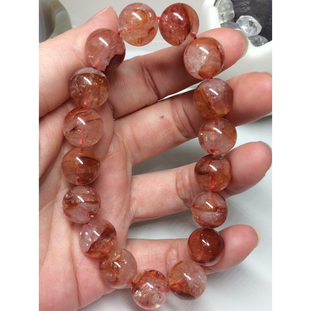 天然紅膠花共生鳳羽晶透料帶些半寶盆單圈手珠 蝦皮購物