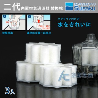 【AC草影】Suisaku 水作 二代快拆型 替換濾材（3入/MINI）【一盒】水妖精濾材 內建過濾器濾材