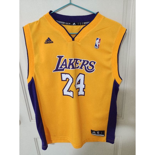 NBA 官網正品 洛杉磯湖人隊 Kobe Bryant 24號 柯比 黃色 青年版 球衣L