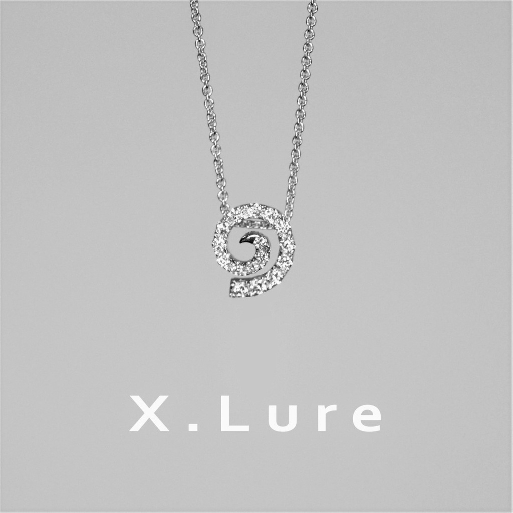 【X.LURE】14K 漩渦線條鑽石墜子 後穿孔 無墜頭 項鍊 鑽墜 真金 真鑽 K金 輕珠寶