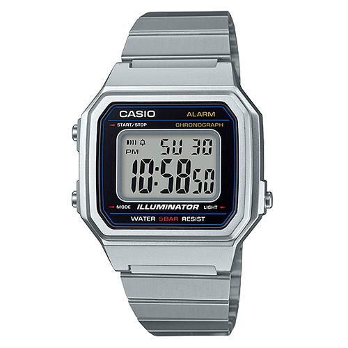 【CASIO】復古文青大顯身手不鏽鋼電子錶-銀(B-650WD-1A)正版宏崑公司貨