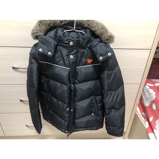 Giordano junior品牌8-10歲130公分女孩少穿防風連帽保暖黑色風衣外套已送洗