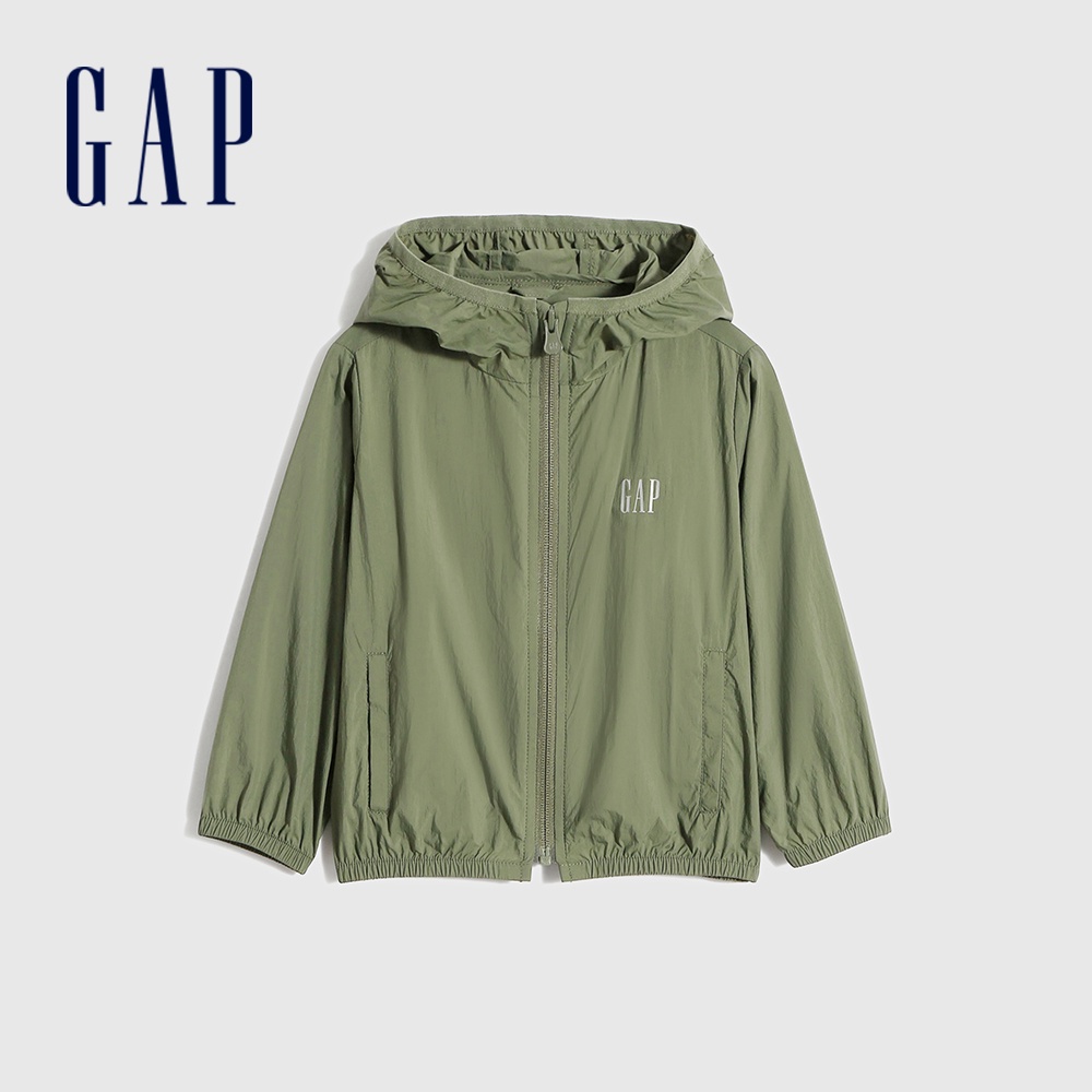 Gap 男幼童裝 Logo防曬連帽外套-綠色(809042)