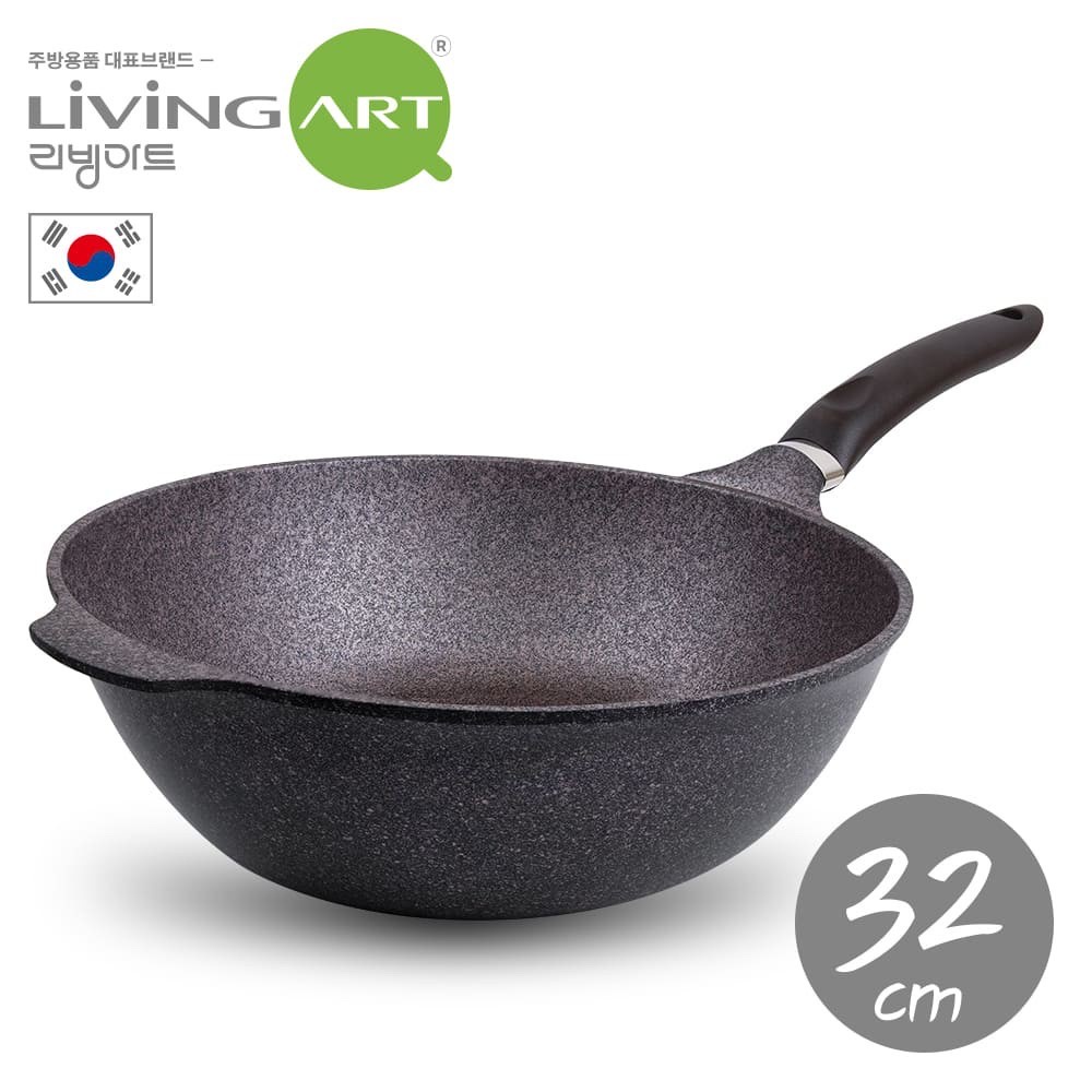 韓國『 LIVING ART 』超硬鑄造INOBLE不沾32cm炒鍋