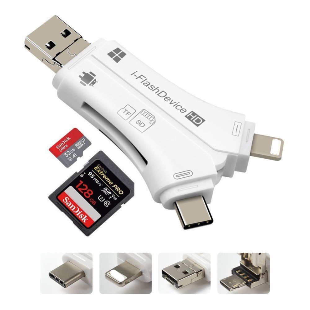 APPLE Lightning Type C USB Micro USB轉SD/TF 二合一擴充讀卡機