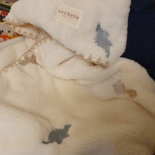 正韓寶寶外套珊瑚絨保暖披風sonbebe恐龍刺繡二手,不介意再下標