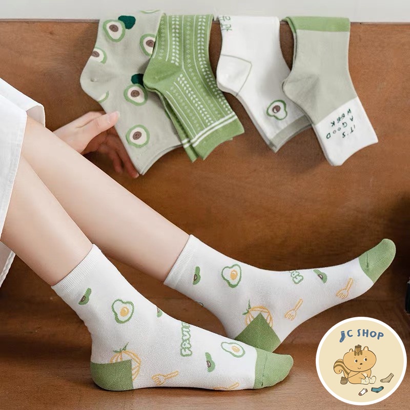 🧦JC🧦 襪子 138 酪梨襪 酪梨水果 綠色系 學生造型搭配 女生造型搭配 韓版襪