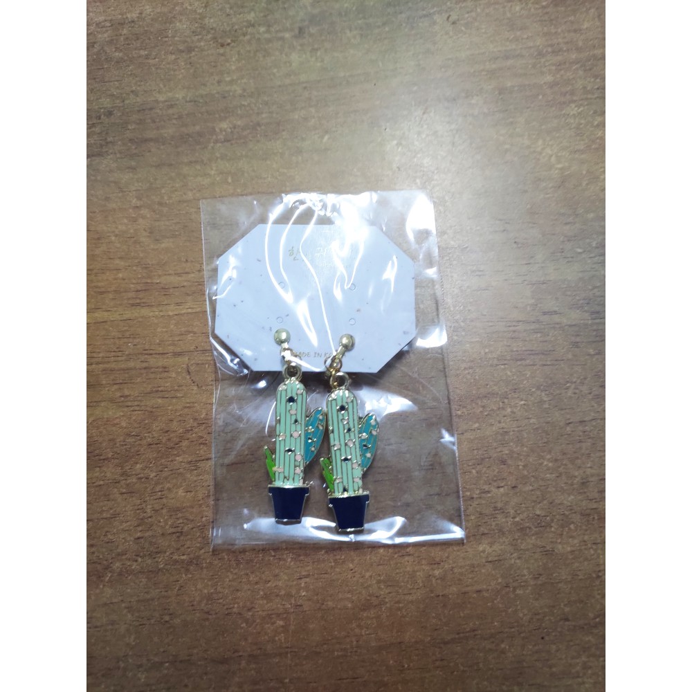 二鳩飾品 仙人掌夾式耳環925純銀不過敏a0006 蝦皮購物