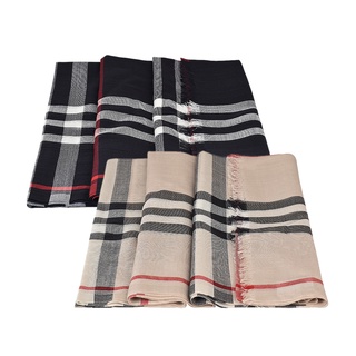 BURBERRY復古格紋設計羊毛蠶絲圍巾(二色)