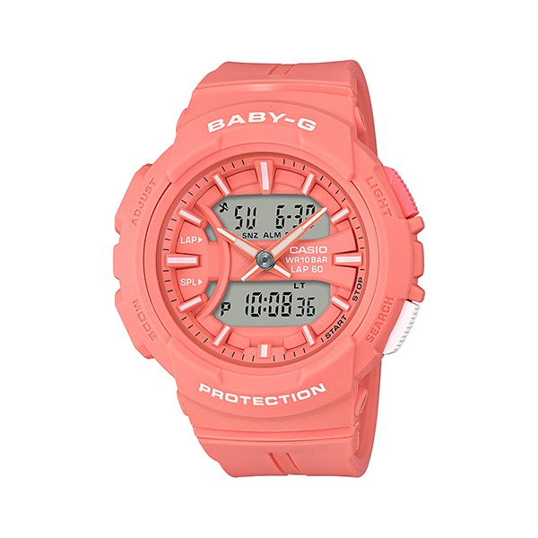 CASIO 卡西歐 Baby-G 慢跑粉彩手錶-粉橘(BGA-240BC-4A)