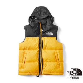 【美國 The North Face】ICON 熱賣款 經典配色透氣保暖鵝絨背心(亞洲版型) 496T-70M 黑黃