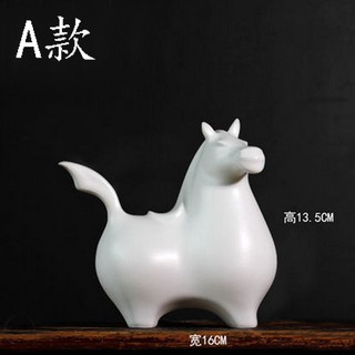5Cgo新中式青釉陶瓷對馬擺件新中式工藝家居裝飾書房臥室馬到成功招財馬家居招財典雅動物桌面優雅574259897890