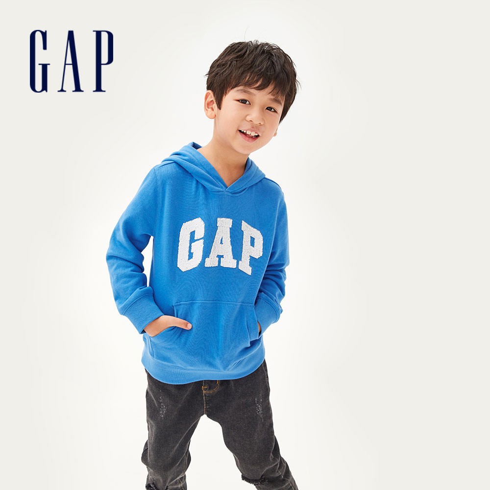 Gap 男童裝 Logo帽T-航太藍(554446)