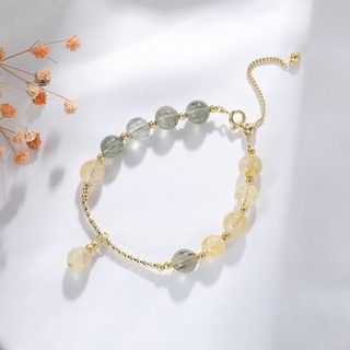 招財開運 綠髮晶+金髮晶 水晶手鏈 ✨靈光一閃✨能量石 天然石 生命靈數 飾品 手飾 珠寶 轉運 財富 財運迷霧森林手鏈
