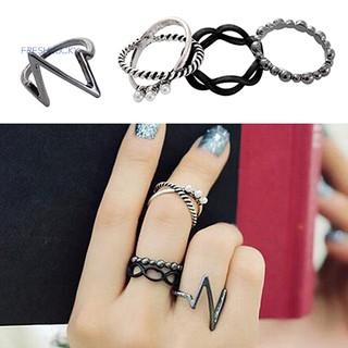 💍精品戒指💍復古時尚幾何誇張閃電珍珠四件套戒指指環