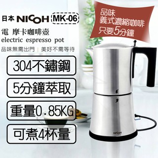 【日本NICOH】電摩卡咖啡壺 MK-06 304不鏽鋼