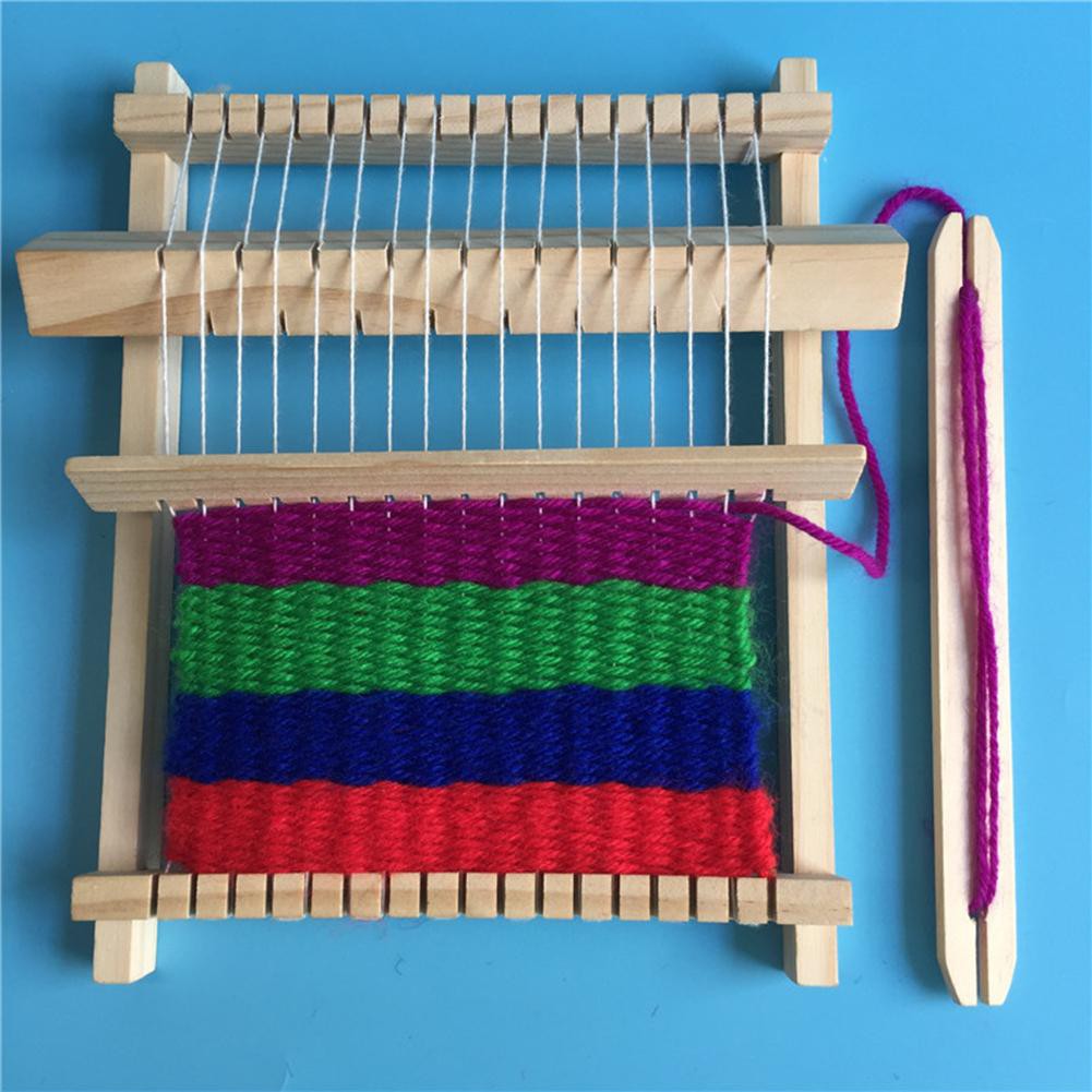 【手工DIY】科技小製作兒童織布機diy手工毛線編織機益智木制玩具