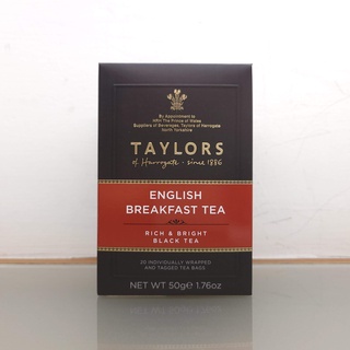 英國 泰勒茶 Taylors 英式早安茶 English Breakfast Tea 紅茶 盒裝 20包