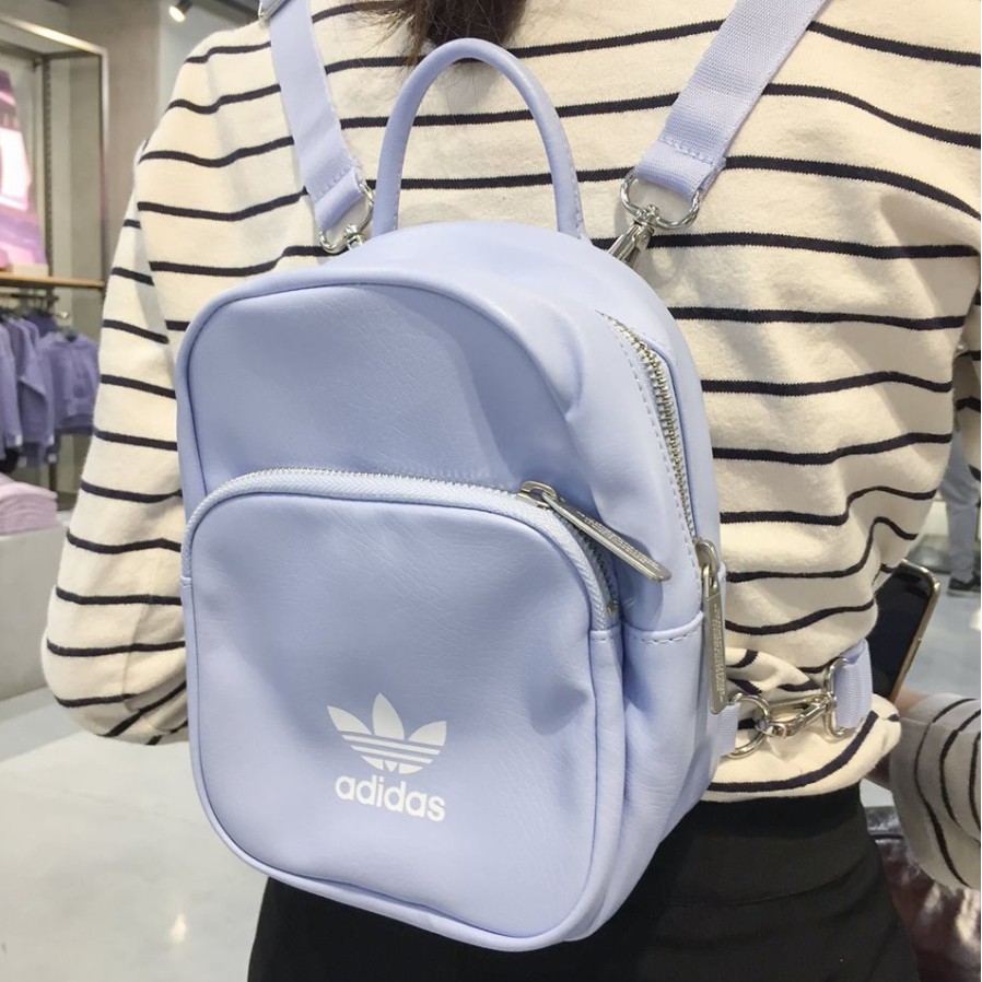 ADIDAS CLASSIC MINI BACKPACK 淺藍水藍休閒後背包側背包小後背包DU6810 | 蝦皮購物