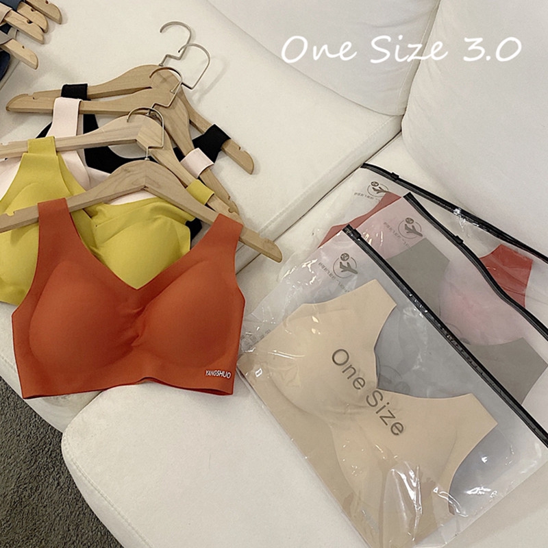 【正版】One Size 3.0泰國乳膠內衣無痕無尺碼3.0睡眠舒適運動瑜伽跑步背心式聚攏胸罩