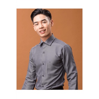 【羅德貝爾】灰黑條紋長袖修身襯衫 / 抗皺 吸濕排汗