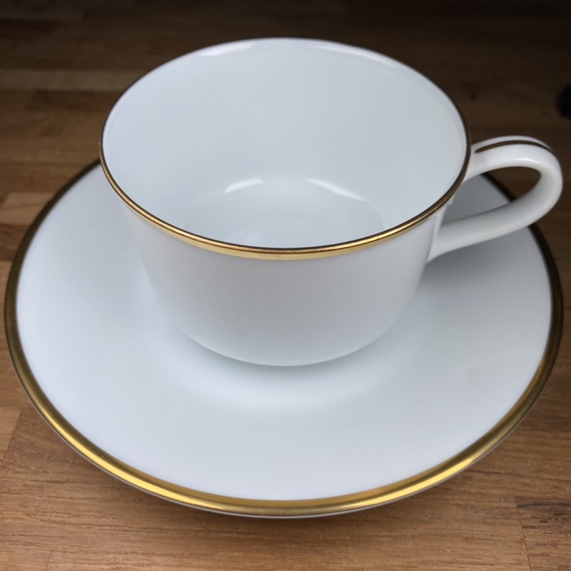 Noritake 金彩白瓷 咖啡杯盤組 送 半磅咖啡豆