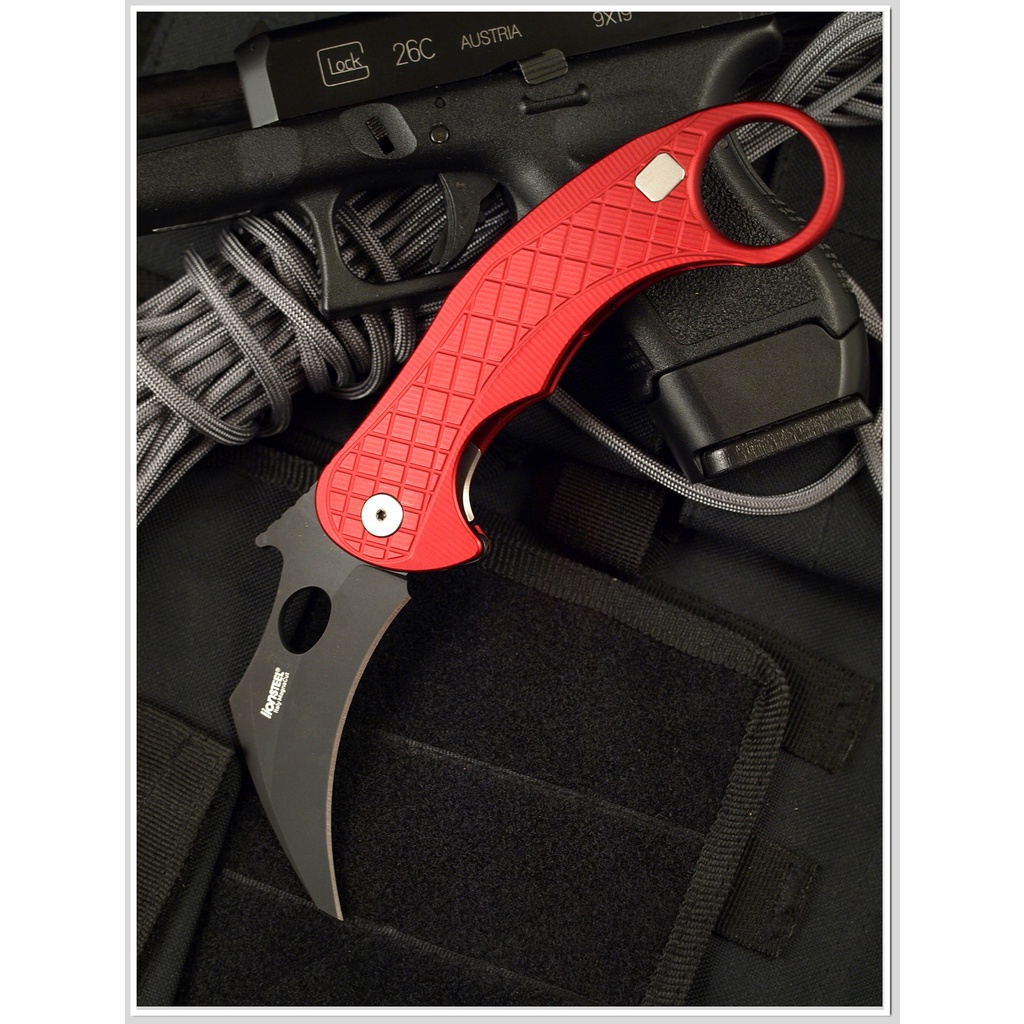 Lion Steel Emerson L.E.One Karambit 一體鋁柄折刀(紅柄黑刃)LE1 A RB不二價★