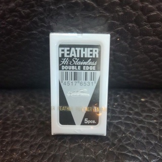 日本製 FEATHER 雙面羽毛刀片剃刀 5片入裝 修眉刀片 刮鬍刀片剃刀刀片削髮刀片羽毛刀片 刮貨刀片 除毛刀片
