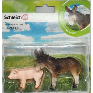 史萊奇Schleich 農場動物（小豬＆小驢）吊卡禮盒
