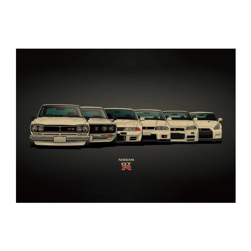 *達芬奇海報館* 【H1433】GTR系列車型/著名汽車品牌廣告畫/牛皮紙海報裝飾畫芯