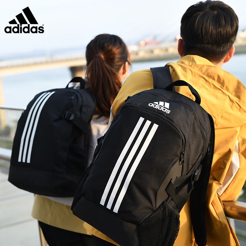 Adidas 愛迪達 後背包 背包 大容量 筆電包 書包 多夾層 經典 水壺袋 三線 黑白 情侶款 HB1324
